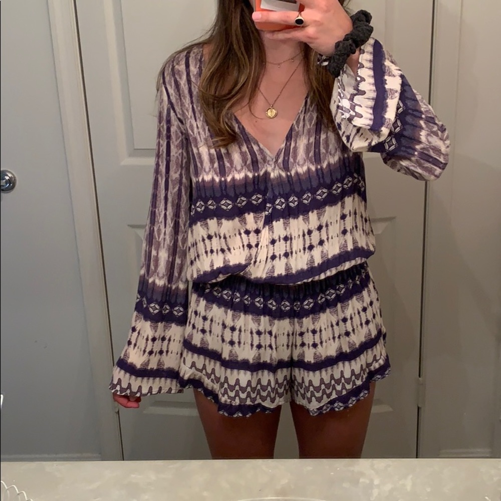 Purple Patterned Deep Cut Romper - image 4